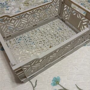 Foldable Beige Storage Crate